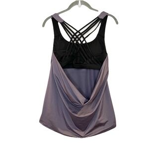 icyzone Women's Workout Tank Tops Built in Bra Strappy Athletic Yoga Top Purple